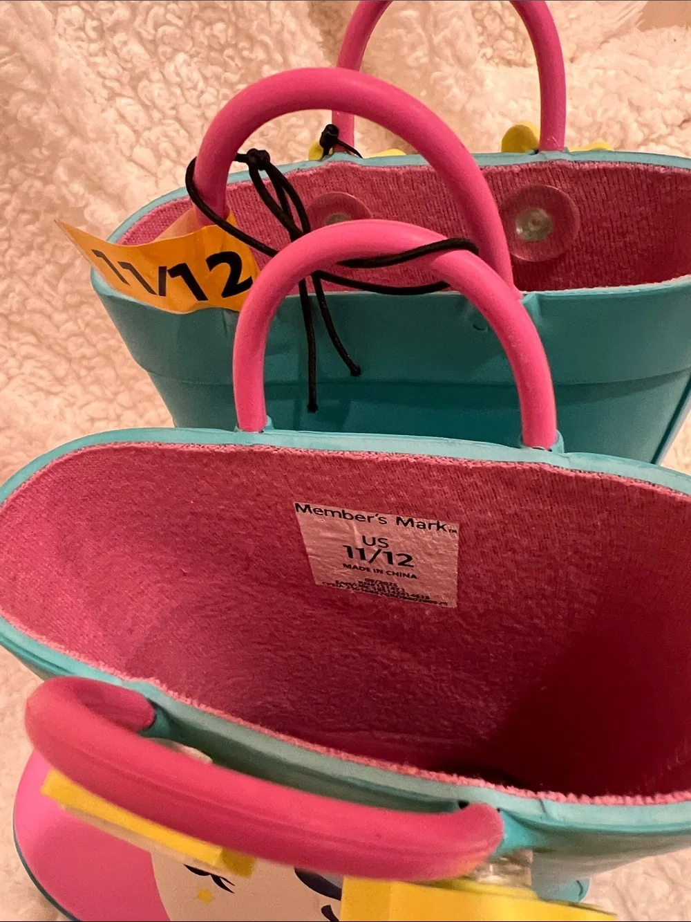Girls Waterproof Unicorn Rain Boots - Teal & Pink